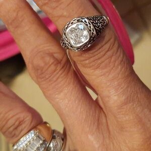 DESIGNER INSPIRED GENUINE solid sterling silver CZ RING ROPED DESIGN 7 NWT